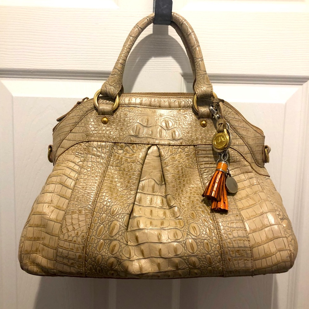 Vintage Brahmin Classic Louise Rose! Tan! With Tassel!